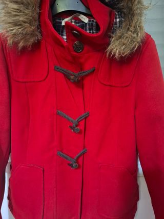 Trenca roja de paño mujer