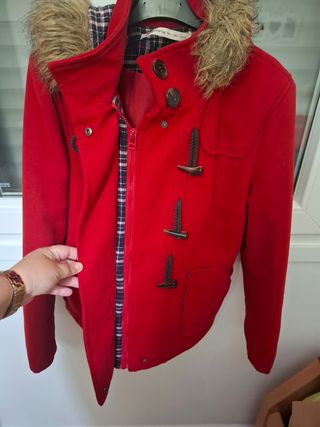 Trenca roja de paño mujer