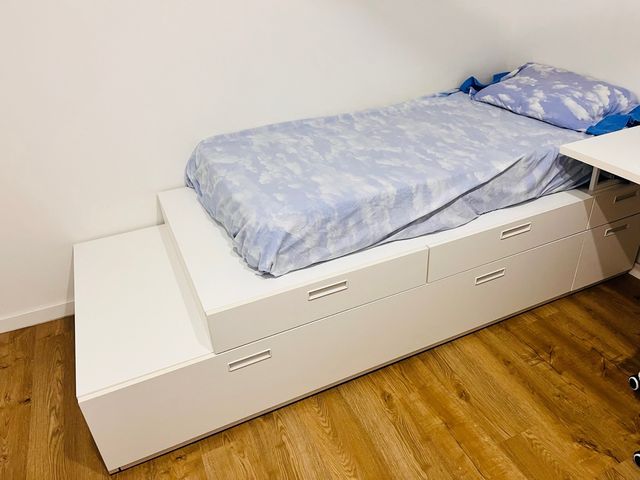 Cama nido blanca con 2 colchones