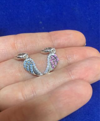 2 Charms Alas Ángel Pulsera Pandora collar Plata 