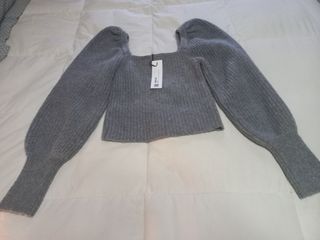 Jersey gris manga abullonada