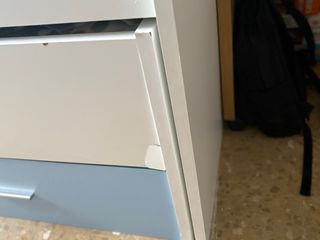 Cama nido azul y blanca