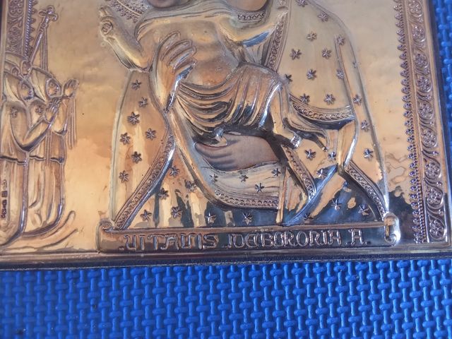 Cuadro antiguo metal dorado religioso