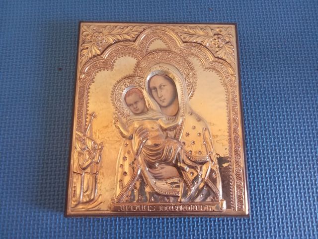 Cuadro antiguo metal dorado religioso