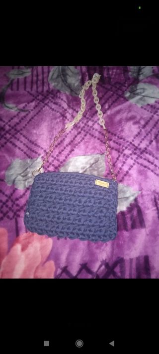 Bolso de crochet azul