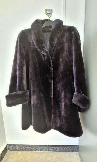 Abrigo Mujer de piel Mouton Gris Oscuro Talla M-L