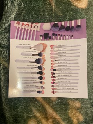 Set Pinceles Maquillaje Pelo Natural Dorado Blanco