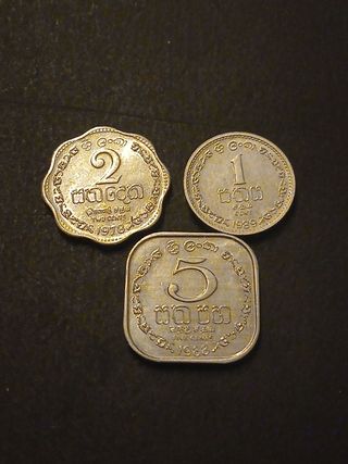 Sri Lanka 1978-1989 3 monedas SC