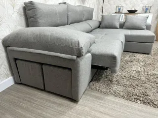 OUTLET Sofa Chaise Longue 280cm. Reclinable +2 puf