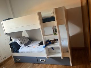 Litera infantil con cajones + somieres y colchones