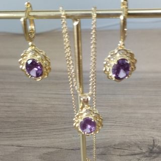 Conjunto Oro Laminado 14k Cadena y Pendientes Amat