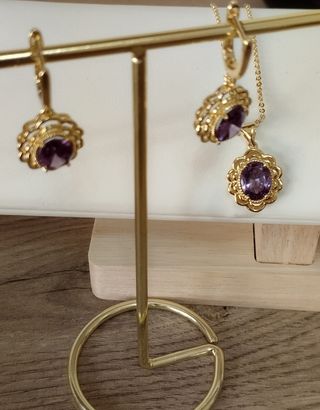 Conjunto Oro Laminado 14k Cadena y Pendientes Amat