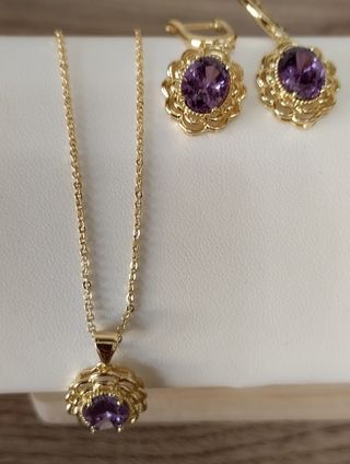 Conjunto Oro Laminado 14k Cadena y Pendientes Amat