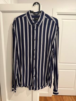 Camisa Zara Rayas Azul y Blanco Talla M