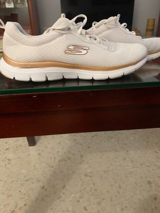 Zapatillas Skechers Flex-Lite Mujer Blancas y Dora