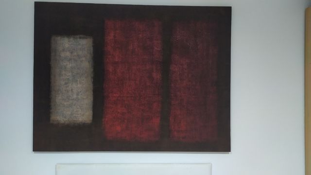 Cuadro grande tela negro y rojo.