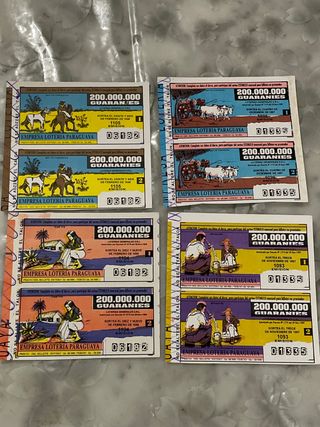 Lotería Paraguaya: 4 Billetes Antiguos