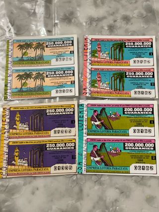 Lotería Paraguaya: 4 Billetes Antiguos