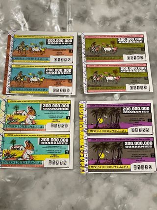 Lotería Paraguaya: 4 Billetes Antiguos