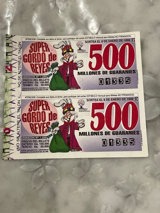 Lotería Paraguaya: 4 Billetes Antiguos