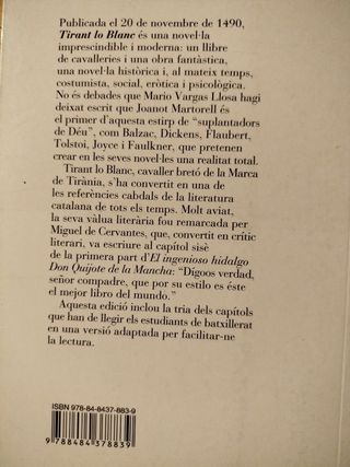 Tirant lo Blanc. Text adaptat.