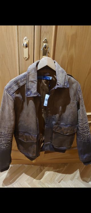 Chaqueta Cuero Ralph Lauren Talla M Marrón