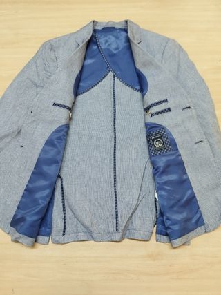Blazer hombre azul y gris