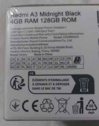 Xiaomi Redmi A3 Nuevo sin abrir 4GB RAM 128GB ROM