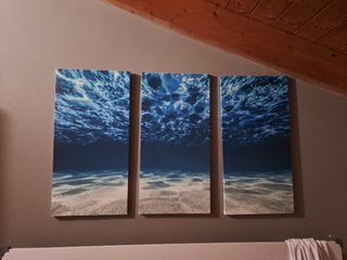 Set 3 Quadri Vista Mare Blu e Beige