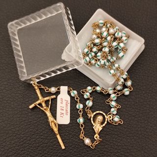 Rosario placcato oro 18kt con grani vetro Murano