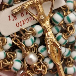 Rosario placcato oro 18kt con grani vetro Murano