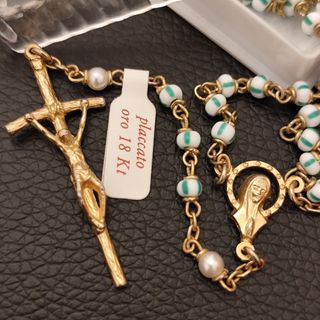 Rosario placcato oro 18kt con grani vetro Murano