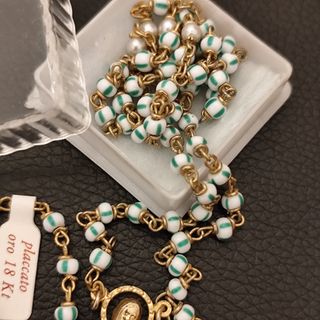 Rosario placcato oro 18kt con grani vetro Murano