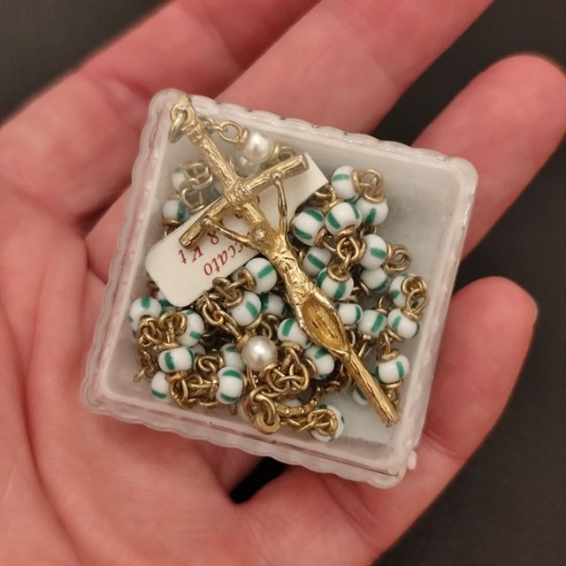 Rosario placcato oro 18kt con grani vetro Murano