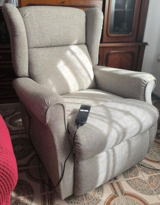 Sillón relax reclinable gris tela