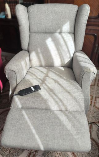 Sillón relax reclinable gris tela