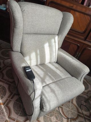 Sillón relax reclinable gris tela