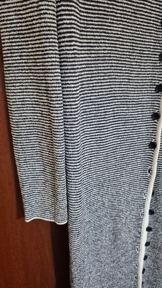 Cárdigan largo Zara rayas marineras azul y blanco
