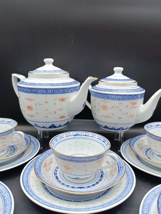 Juego de té porcelana china Granos de Arroz
