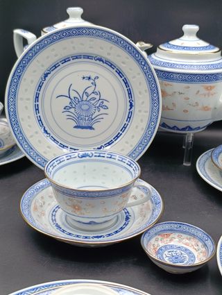 Juego de té porcelana china Granos de Arroz