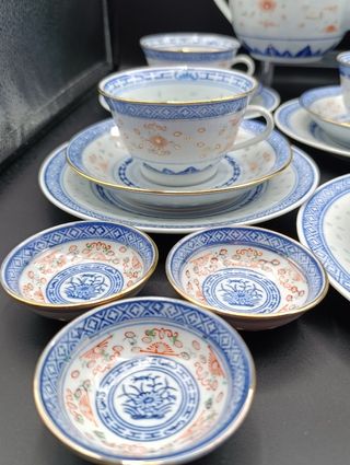 Juego de té porcelana china Granos de Arroz