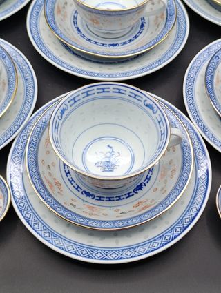 Juego de té porcelana china Granos de Arroz