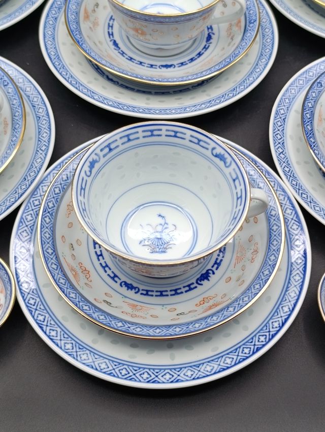 Juego de té porcelana china Granos de Arroz