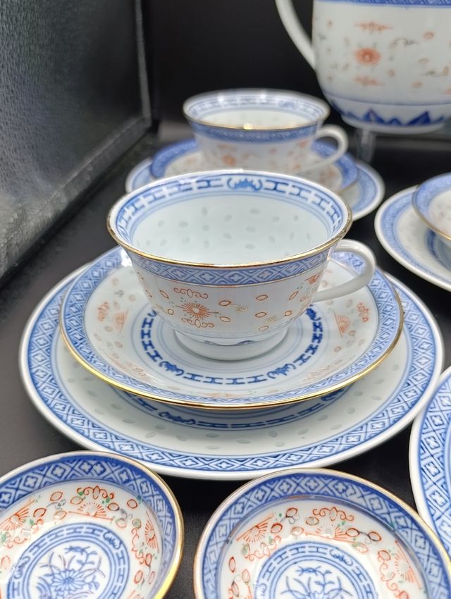 Juego de té porcelana china Granos de Arroz
