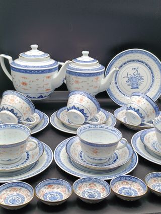 Juego de té porcelana china Granos de Arroz