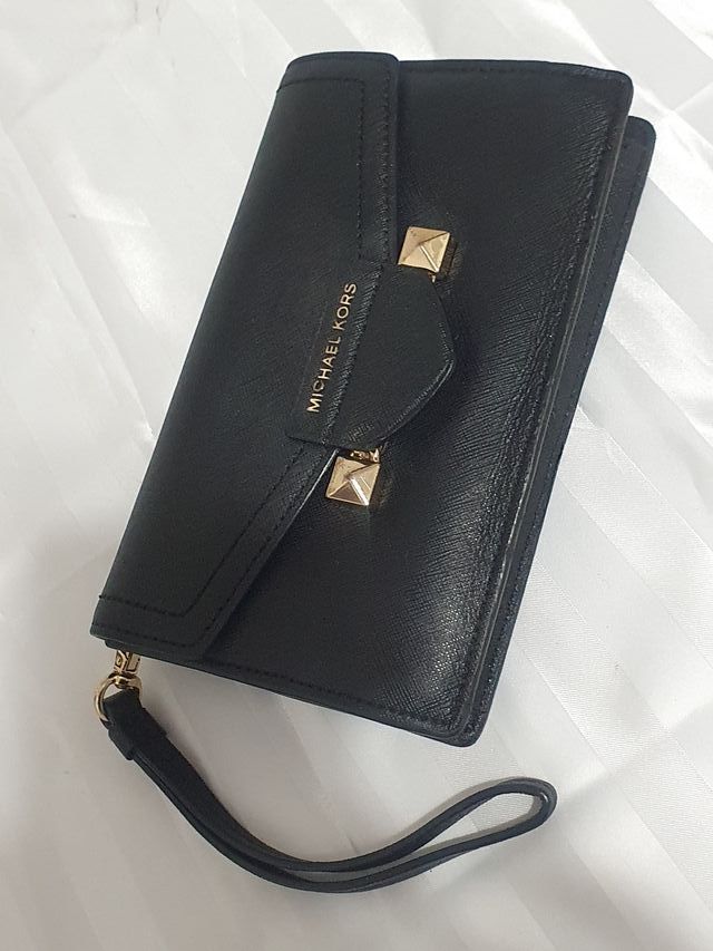 Bolso Tarjetero Michael Kors Negro y Dorado
