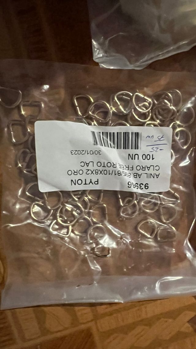 anillas, mosquetones Y accesorios oro pa bolsos