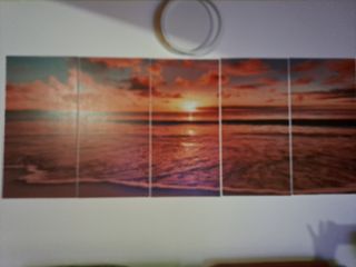 Quadro componibile 5 pezzi tramonto mare
