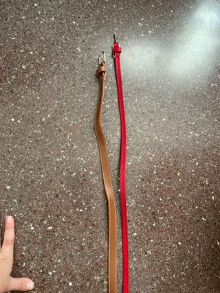 Pack 2 cinturones finos largos rojo y marrón