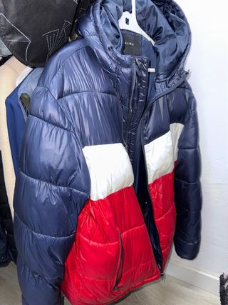 Chaqueta Zara Bomber Hombre Azul Roja